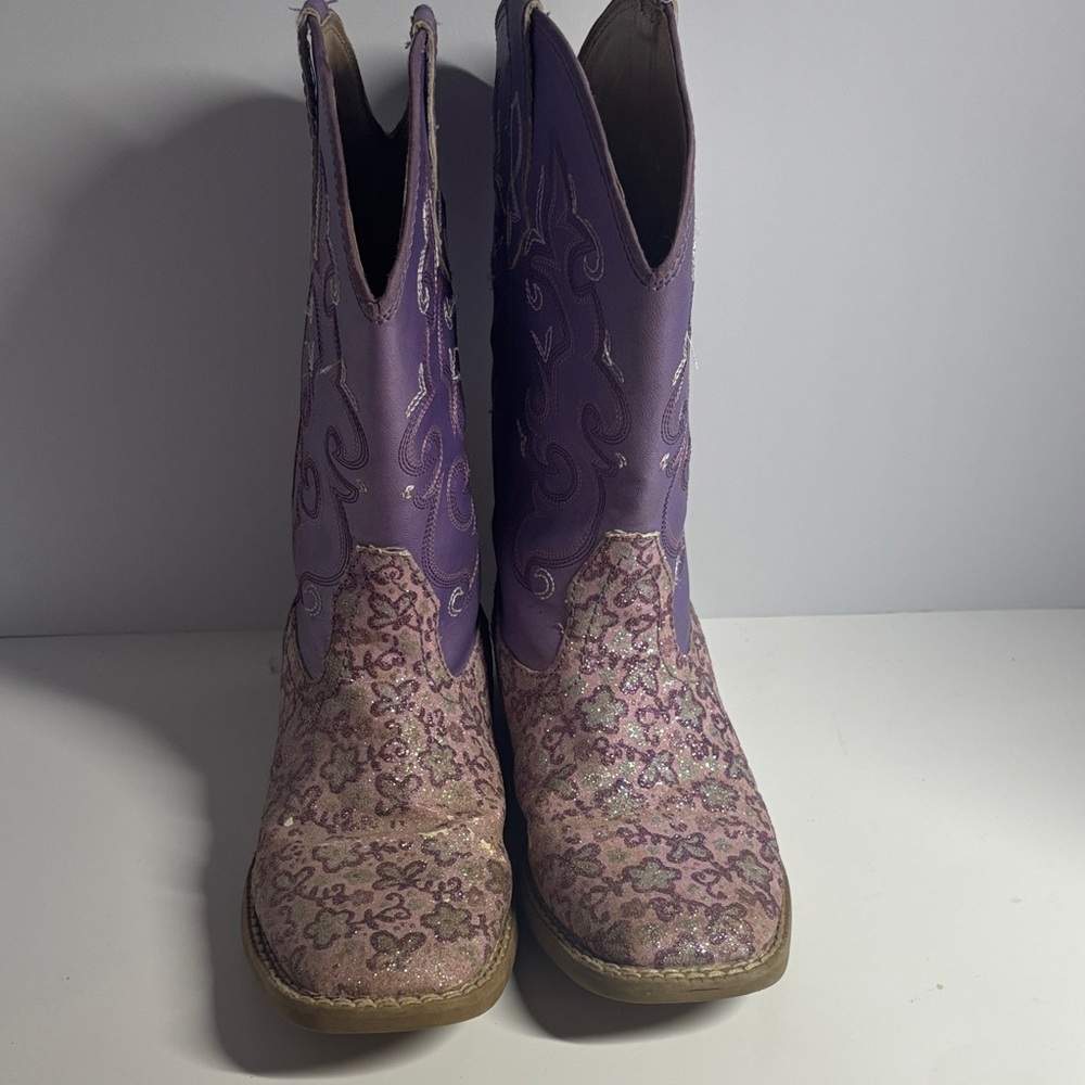 Kid’s Roper Purple Floral Glitter Boots